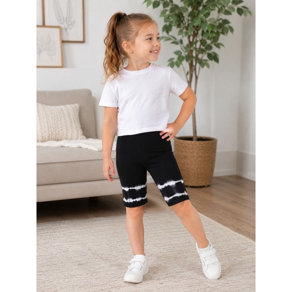Girls Black Tie-Dye Bike Shorts Size 4T Stretch Pull-On Biker Shorts
